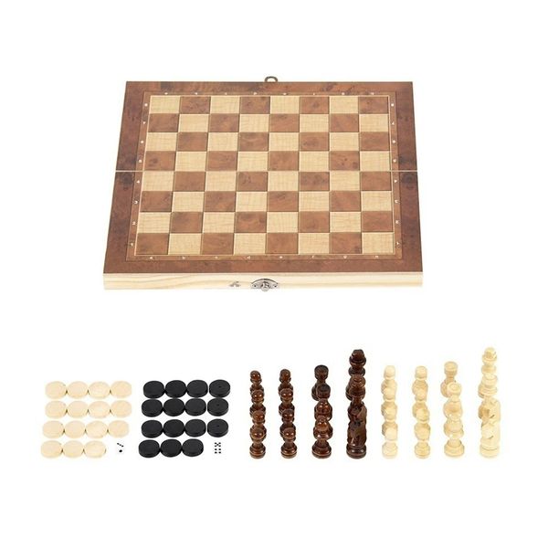 Alanes 3 in 1 Chess Game Board Folding Storage Wooden Chess Board Sets