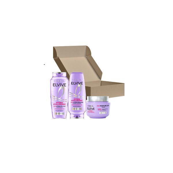 LOreal Elvive Hyaluronic Hydra Mask Routine - 3 Set Bundle