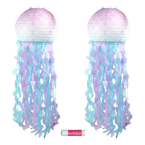 2 Piece Mermaid Party Jelly Fish Decorations With Added Lip Balm