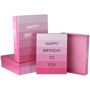 3 Nested Shirt Boxes - Birthday Pink