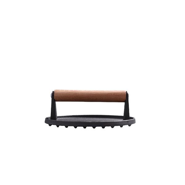 Cast Iron Burger Press with Wooden Handle - Heavy Duty Patty Maker