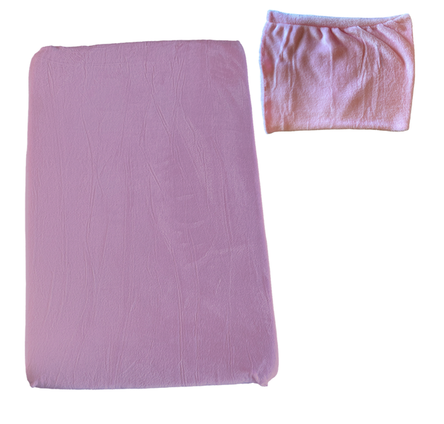 Mongolian Fleece Cot Fitted Sheet &amp; Baby Pillowcase-Candy Pink-60cm x 120cm