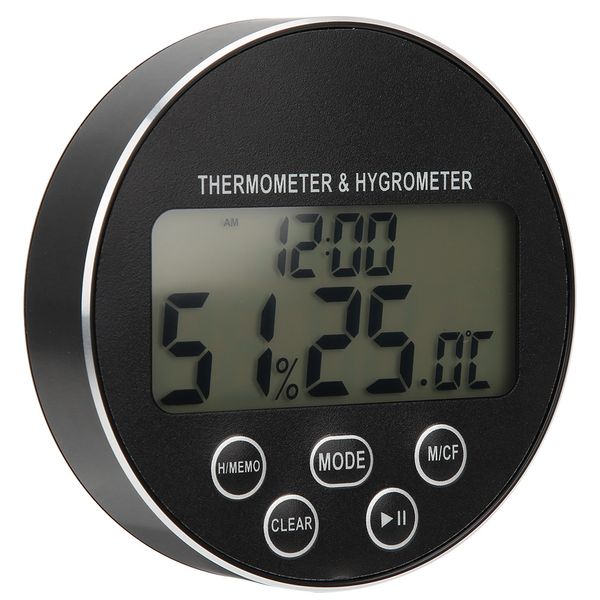 Multifunctional Kitchen Timer Thermometer Hygrometer - Black