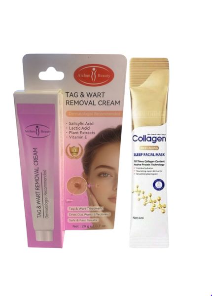 Aichun Beauty Tag &amp; Wart Removal Cream + Collagen Sleep Facial Mask