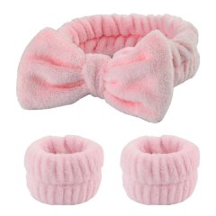 3 Pieces Facial Shower Headband &amp; Wristbands Adjustable Hairlace Makeup