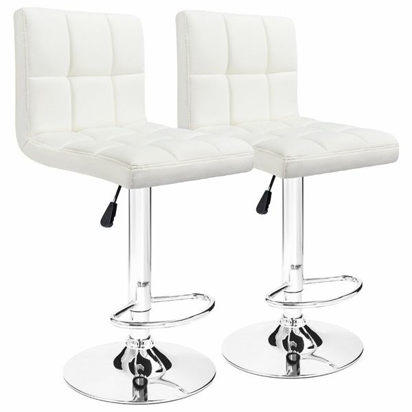 Padded Bar Stools / Kitchen Chairs - Set of 2 - White