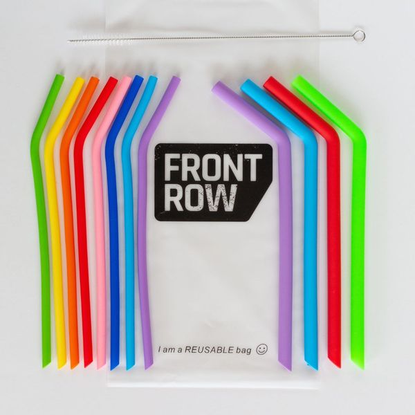 Front Row - Silicone Reusable Straws - 12-Pack