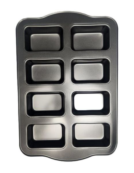 2 Pack 8-Mini loaf Pans Loaf Tin Cake Pan Non Stick Carbon Steel Baking