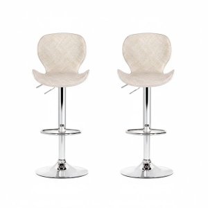 Set of 2 Dorian Adjustable Rattan Bar Stools