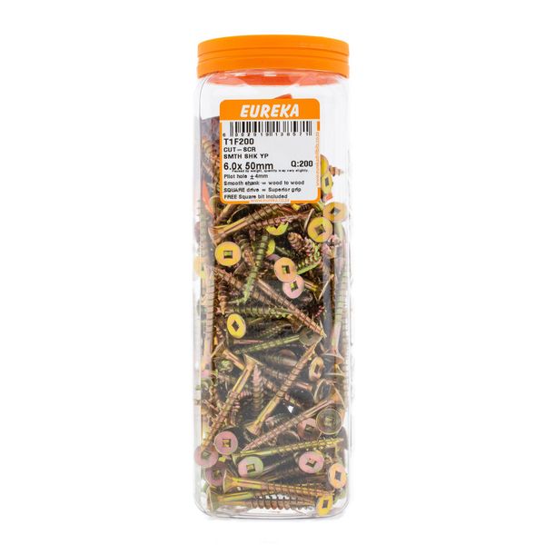 EUREKA Cut-Screw Smooth Shank Yellow Passivated 6 x 50mm Q:200 T1F200