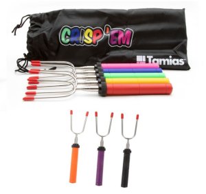 Tamias Marshmallow Roasting Sticks Telescoping Fork Set with Handle 8 Pack
