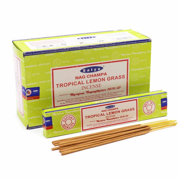 Satya Nag Champa Incense Sticks - Tropical Lemon Grass - 12 Pack