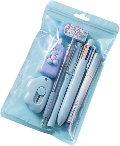 Cute Stationery Set, Aesthetic Stationary Supplies for School (Blue)