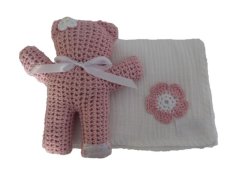 Swaddle /Receiving Blanket with Teddy - Perfect Gift for Mommy to Be