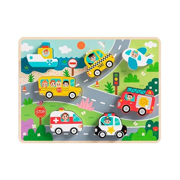 TookyToy Wooden Chunky Transport Puzzle