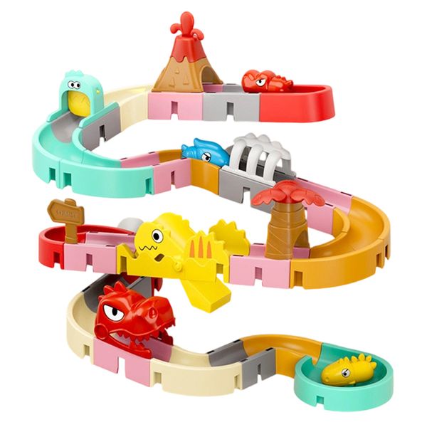 43Pcs Baby Slideway Bath Toys for Toddlers Dinosaur Water Slide Toy