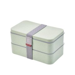 Wheat Straw 1200ml Two Layers Double Box For Lunch With Spoon Healthy Mate