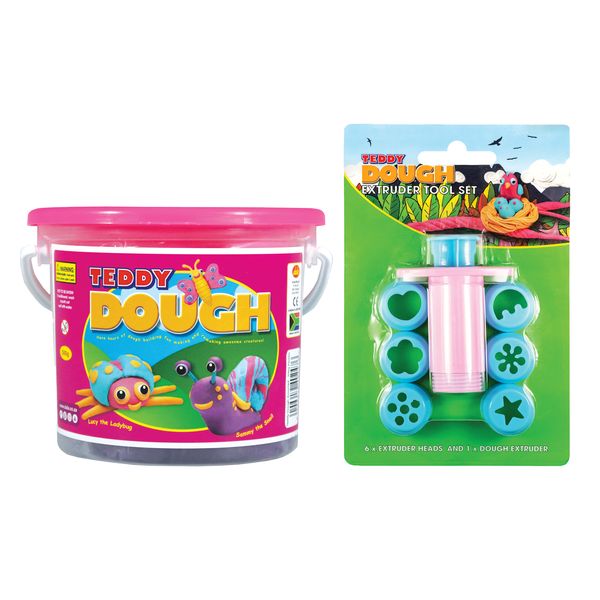 Teddy dough extruder and 6 head kit + Miss Teddy 500g bucket of dough