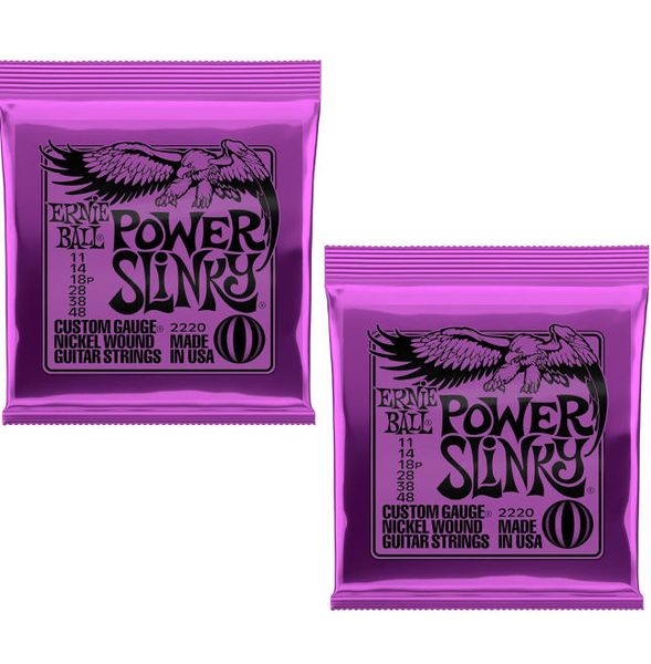 Pack of 2 Ernie Ball 2220 Power Slinky 11-48 Electric Strings
