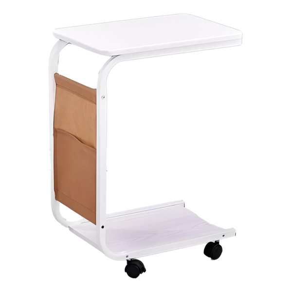 C-Shaped Coffee Table - White, Compact Living Room Furniture