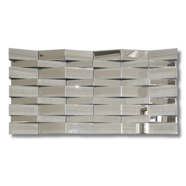 Modern Mirror-on-Mirror Wall Art - Abstract Angled Design | 1200x600mm