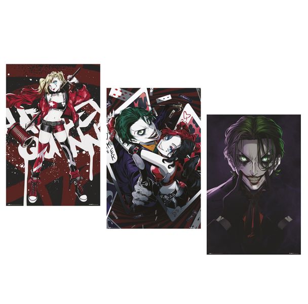 Harley Quinn &amp; Joker (Anime) Poster Pack Combo (Set of 3)