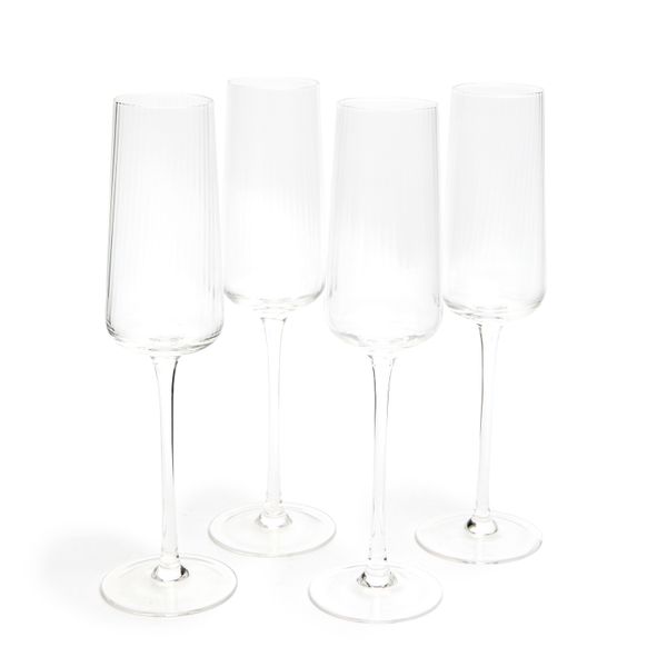 George &amp; Mason - Venezia Crystal Champagne Flutes - Set of 4