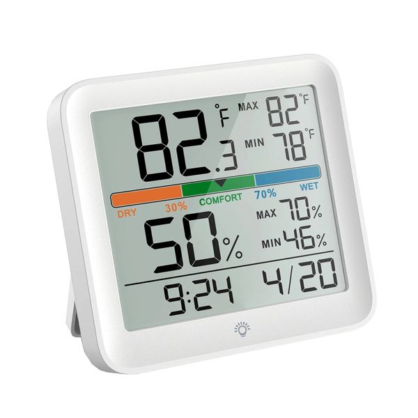 Portable LCD Digital Temperature &amp; Humidity Clock with Backlight for Home