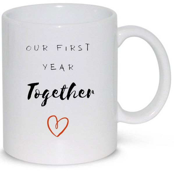 Our First Year Together Boyfriend Girlfriend 1st Anniversary Gift Mug