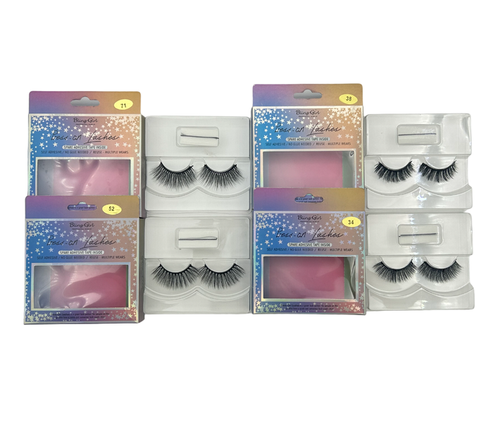 Bling Girl Self Adhesive Quick Press on eyelash 4Pairs #63 ,#38 ,#52 &amp; #34