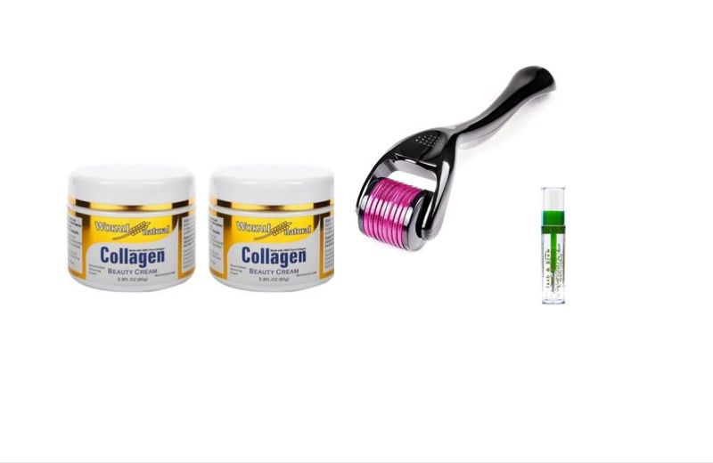 Wokali Collagen Cream 80g x2, Derma Roller &amp; Brow Oil