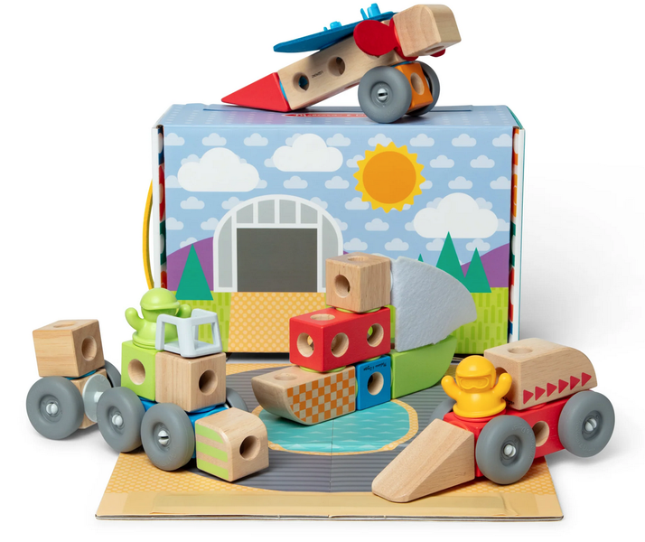 Melissa &amp; Doug Blockables Solid Wood Building Blocks (54) - Vehicles Set