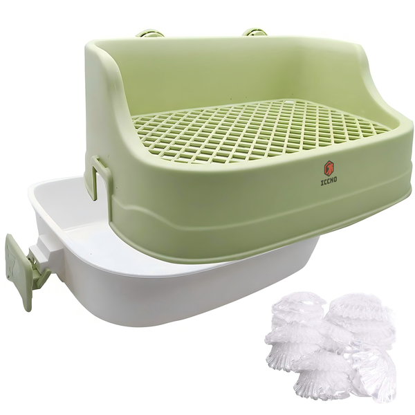 Rabbit Litter Pan Bunny Toilet Tray White 36x24x15.5cm W/ 50Pcs Tray Liners
