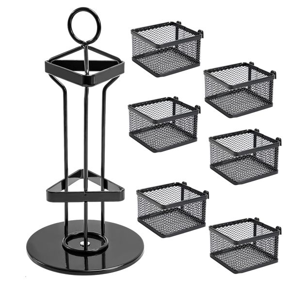 Kitchen Rotating Iron Tea Bag Storage Rack With Six Compartments - 23.5cm