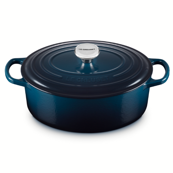 Le Creuset New Signature Oval Casserole 29cm Nuit Chrome Knob