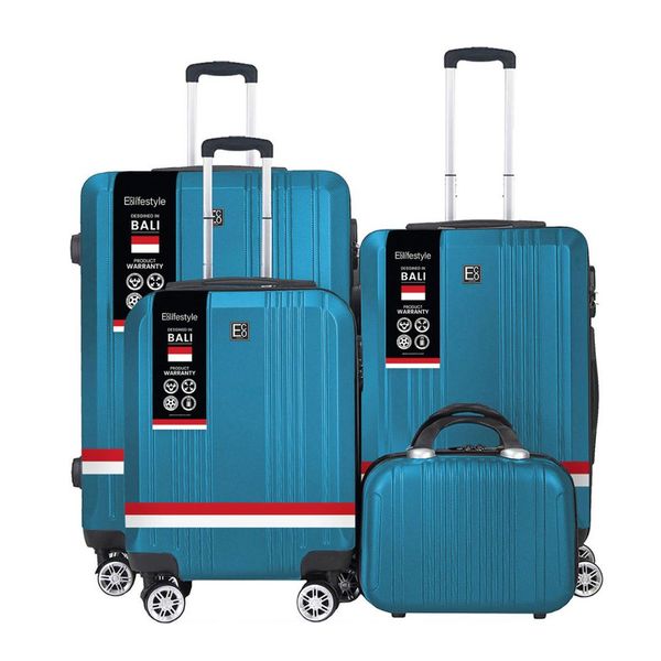 ECO Bali Hardshell 4 Piece Luggage Set - Carribean Sea Blue