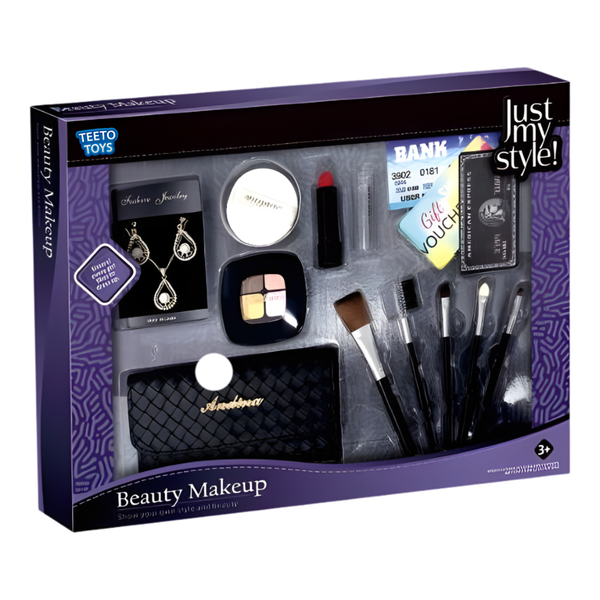 Beauty Makeup Set with Cosmetic Bag &amp; Brushes - Pretend Play for Girls