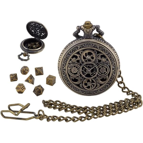 Dnd Dice Jewelry Pocket Watch Case Cosplay Set