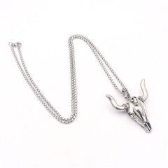 Retro Skull Titanium Necklace (RN-10099-RST)