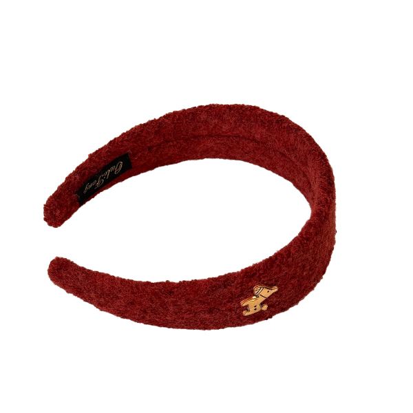 New Year Red Wool Wide Gold Logo Horse Headband for Women