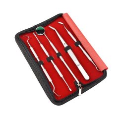5-Piece Dental Hygiene Kit with PU Case - Plaque &amp; Tartar Scraper Tools