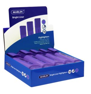 Marlin Bright Liners Highlighters - Purple (Box of 10)
