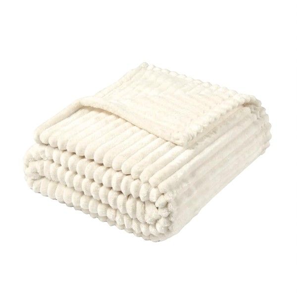 Flannel Plush Blanket 100 × 150 cm - Cream