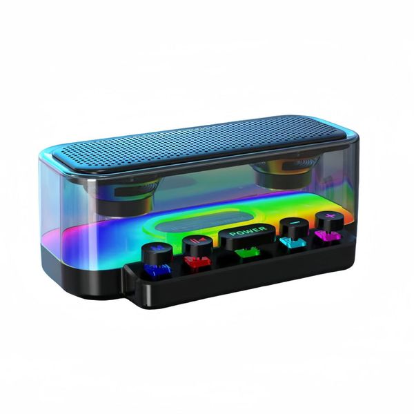 Bluetooth Speakers Stereo Sound Speaker with RGB Light &amp; Mechanical Buttons