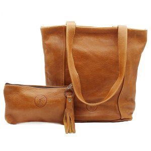 Minx Genuine Leather Mckenzie Handbag and Pouch Combo
