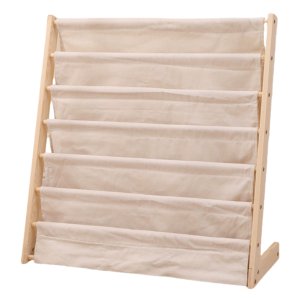 7 Tier Wooden Kids Bookshelf Children's Picture Book Rack With Canvas Bag
