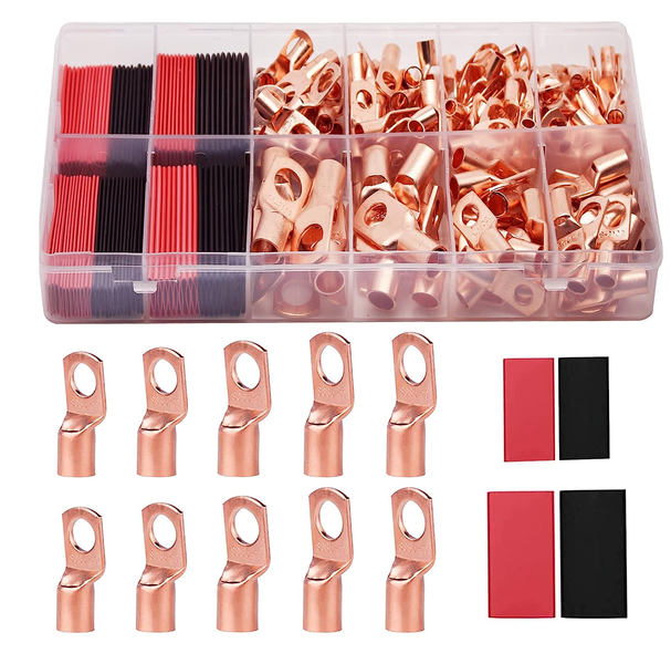 160Pcs Wire Lugs AWG2 4 6 8 10 12 with Heat Shrink Set