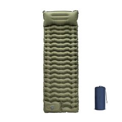 Portable Camping Mat Inflatable Camping Mat with Pillow - Army Green