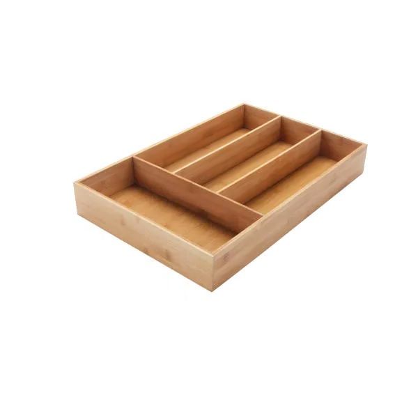 Bamboo Kitchen Cutlery Tray - 4 Compartment