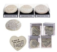Bulk Pack 3 X Inspirational Polyresin Stone 9 x 7cm Assorted